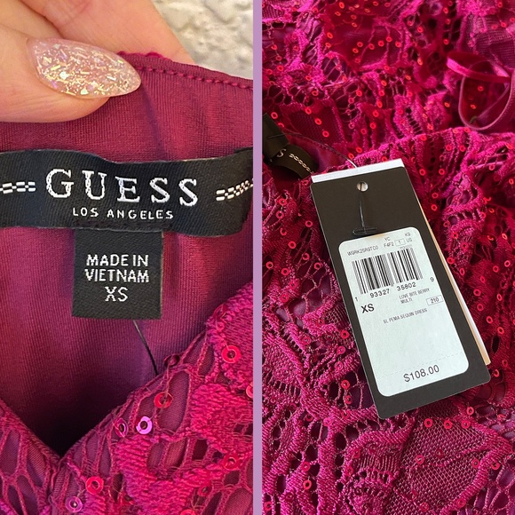 GUESS - Pema Sequin Dress - Love Bite Berry Color - BRAND NEW - Never Worn - Picture 9 of 11